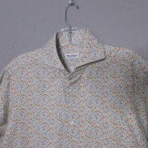 Eddy Monetti Shirt Men 15 3/4 Floral Button Up Italy Career Office Quiet Luxury